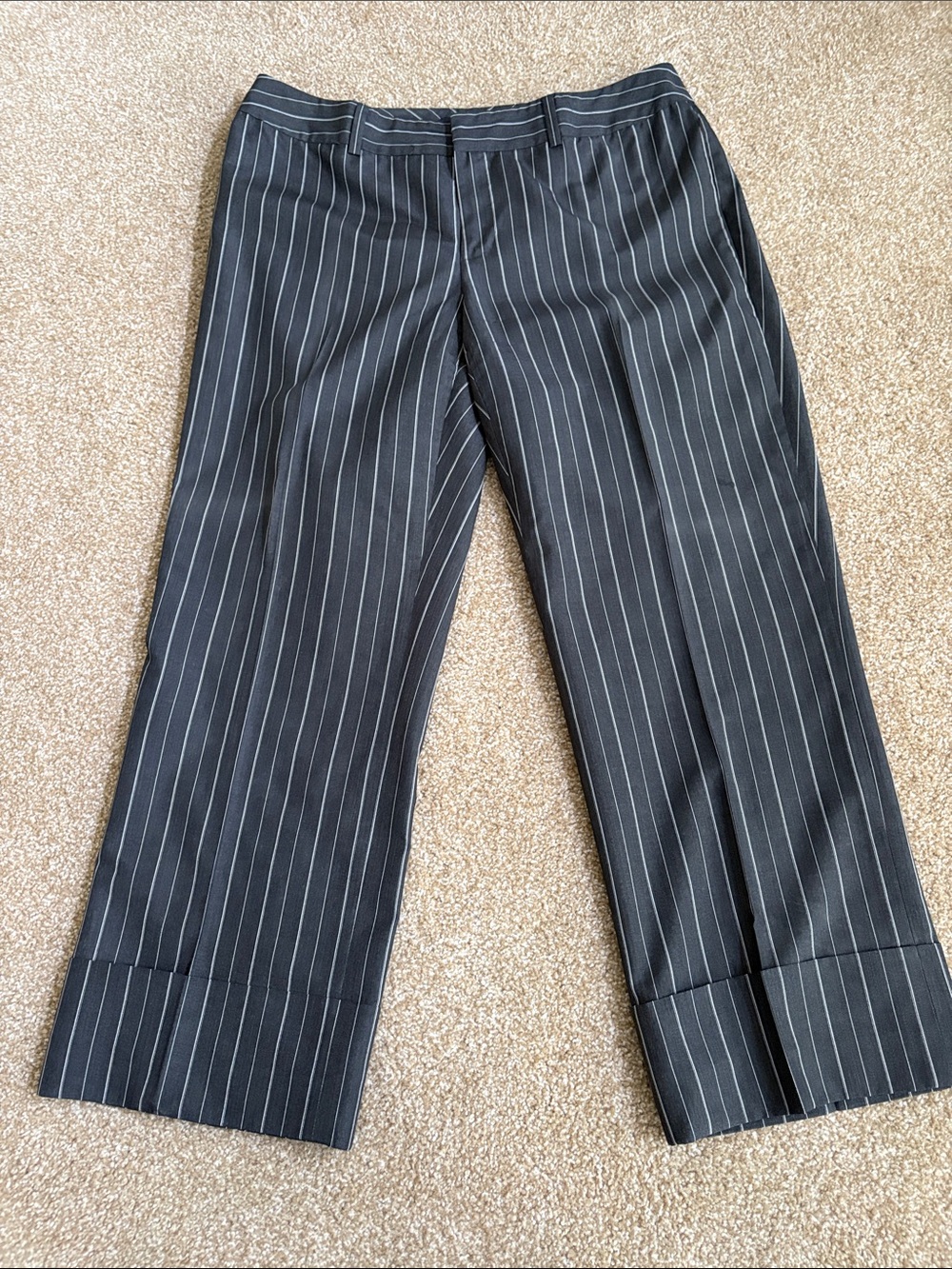 Banana Republic Charcoal Gray Pinstripe Capri Trousers